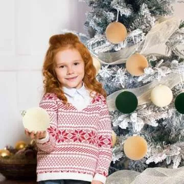 EMPOF Velvet Christmas Ornaments 15 PCS, 3.15“ Large Fancy Luxury Mix Velvet Ornaments for Christmas Tree, Christmas Tree Decorations Balls Ornaments for Xmas Tree Holiday Decor (Mix Green)