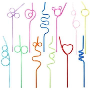Exciting 36 Pcs Crazy Loop Straws - Colorful & Reusable for Kids' Parties