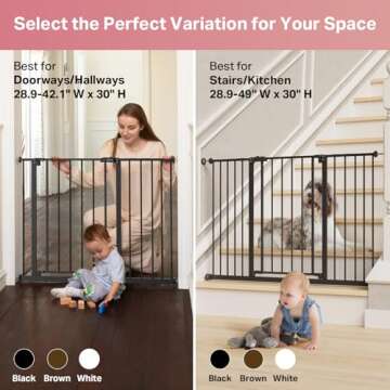 Mom's Choice Award-InnoTruth Dog Gate for Stairs, 28.9-42.1" Wide Baby Gate Indoor for Doorways, 30" Tall Pet Gate for Dogs Easy Walk Thru One Hand Opeing Dual Lock, Pressure Mount Easy Install, Black