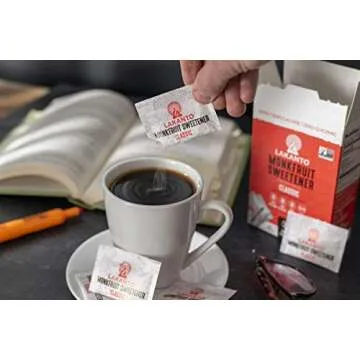 Lakanto Classic Monk Fruit Sweetener with Erythritol Packets - White Sugar Replacement, Zero Net Carbs, Zero Calorie, Sweeten on the Go, Coffee, Lemonade, Tea, Desserts - Classic (3g - 30 Count)