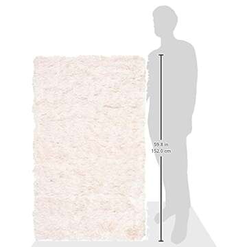 SAFAVIEH Paris Shag Collection Accent Rug - 3' x 5', Ivory, Handmade Silken Glam, 2.5-inch Thick Ide...