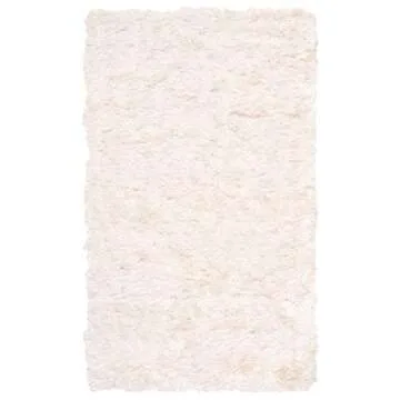 SAFAVIEH Paris Shag Collection Accent Rug - 3' x 5', Ivory, Handmade Silken Glam, 2.5-inch Thick Ideal for High Traffic Areas in Entryway, Living Room, Bedroom (SG511-1212)