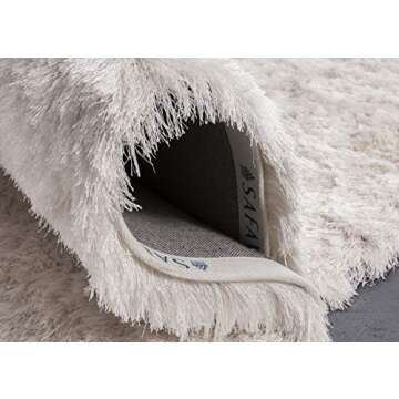 SAFAVIEH Paris Shag Collection Accent Rug - 3' x 5', Ivory, Handmade Silken Glam, 2.5-inch Thick Ideal for High Traffic Areas in Entryway, Living Room, Bedroom (SG511-1212)