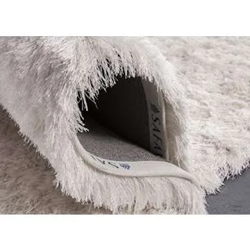 SAFAVIEH Paris Shag Collection Accent Rug - 3' x 5', Ivory, Handmade Silken Glam, 2.5-inch Thick Ideal for High Traffic Areas in Entryway, Living Room, Bedroom (SG511-1212)