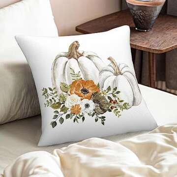 Fall Pumpkin Throw Pillow Covers Set of 2 for Cozy Decor