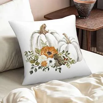 Fall Pumpkin Throw Pillow Covers Set of 2 for Cozy Decor