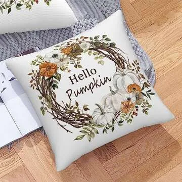 Fall Pumpkin Throw Pillow Covers Set of 2 for Cozy Decor