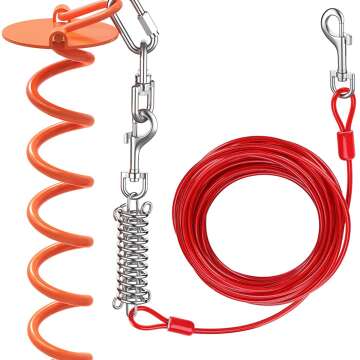 Rustproof Pawaboo Dog Tie Out Cable & Anchor