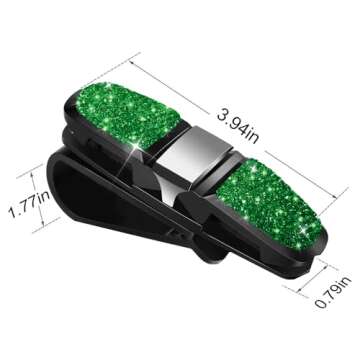 Deemars 2 Pack Glasses Holders for Car Visor - Bling Crystal Rhinestones Mount with Tickets Clip