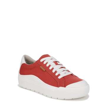 Dr. Scholl's Women's Time Off Sneaker - Heritage Red Canvas, Eco-Friendly Comfort