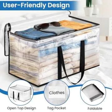 RoomHacks Clear Moving Bags Heavy Duty Extra Large, Moving Supplies with Reinforced Handle and Double Zipper, Storage Bags for Moving Essential, Packing Bags Alternative to Moving Box(6 Packs, Clear)