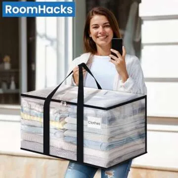 RoomHacks Clear Moving Bags Heavy Duty Extra Large, Moving Supplies with Reinforced Handle and Double Zipper, Storage Bags for Moving Essential, Packing Bags Alternative to Moving Box(6 Packs, Clear)