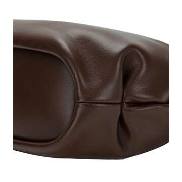 Pettata Chic Top Handle Bag for Women Small Ruched Hobo Handbag Chocolate Soft Faux Leather Tote Bags Purse