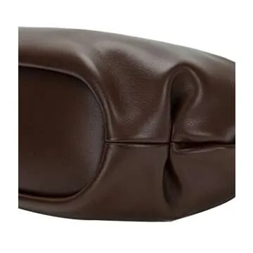 Pettata Chic Top Handle Bag for Women Small Ruched Hobo Handbag Chocolate Soft Faux Leather Tote Bags Purse