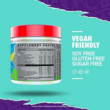 GHOST Gamer: Energy and Focus Support Formula - 40 Servings, Sour Patch Kids Blue Raspberry - Nootropics & Natural Caffeine for Attention, Accuracy & Reaction Time - Vegan, Gluten-Free