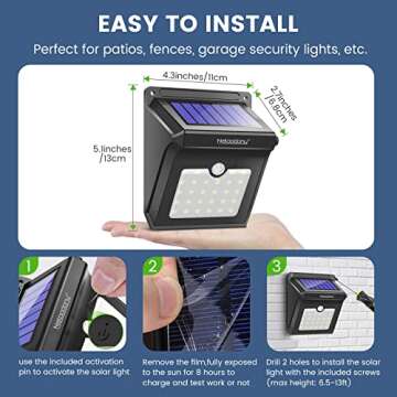 Neloodony Solar Lights 28 LED Motion Sensor Solar Security Lights Outdoor Wall Light with Waterproof Wireless Design for Garden Back Door Step Stair Fence Deck Yard Driveway(4-Pack)