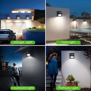 Neloodony Solar Lights 28 LED Motion Sensor Solar Security Lights Outdoor Wall Light with Waterproof Wireless Design for Garden Back Door Step Stair Fence Deck Yard Driveway(4-Pack)