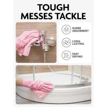 Fantasticlean Microfiber Cleaning Cloth Roll -90 Pack, Tear Away Microfiber Towels, 12" x 12", Reusable, Washable, Scratch Free, Ultra Absorbent Dish Rags for Car, Home, Garage or Shop (Pink)