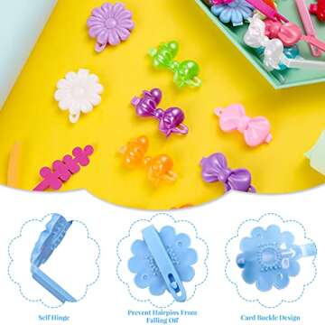 Janinka 72 Pieces Self-Hinge Plastic Hair Clips: 80s 90s Cartoon Colorful Cute Barrettes and Pins for Toddler Girls (Multicolor, Classic)