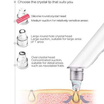 Comedone Suction Blackhead Remover,LED Red blue light Acne Cleanser Dermabrasion Extractor,Nose Pimple Pores Removal Skin Vacuum Device