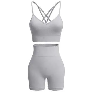 IWEMEK Seamless Women's Workout Set - Sports Bra & Shorts