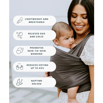 Tuck and Bundle Ezra Baby Wrap - Lightweight Baby Carrier - Slate Grey - Best Baby Wrap for Newborns 0-18 Months - 100% Tencel Modal, Comfortable, Simple, and Hands-Free Babywearing Wraps