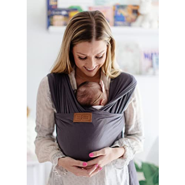 Tuck and Bundle Ezra Baby Wrap - Lightweight Baby Carrier - Slate Grey - Best Baby Wrap for Newborns 0-18 Months - 100% Tencel Modal, Comfortable, Simple, and Hands-Free Babywearing Wraps