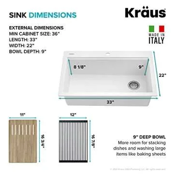 KRAUS Bellucci Workstation Granite Kitchen Sink - 33 Inch