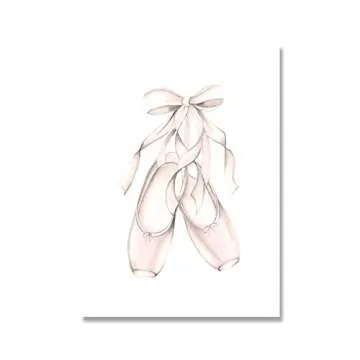 Ballet Dress Wall Art Ballerina Poster Nursery Canvas Painting Pink Dancing Shoes Tie Print Nordic Picture Girls Bedroom Decor 12x16inchx3pcs Unframed