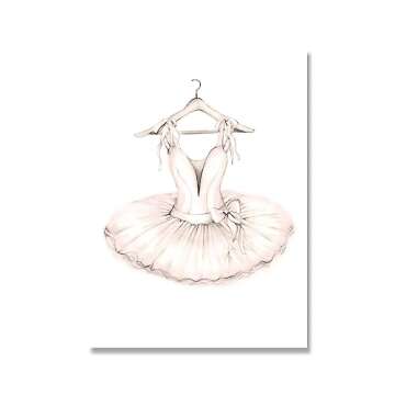 Ballet Dress Wall Art Ballerina Poster Nursery Canvas Painting Pink Dancing Shoes Tie Print Nordic Picture Girls Bedroom Decor 12x16inchx3pcs Unframed