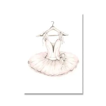 Ballet Dress Wall Art Ballerina Poster Nursery Canvas Painting Pink Dancing Shoes Tie Print Nordic Picture Girls Bedroom Decor 12x16inchx3pcs Unframed
