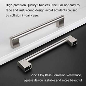 5 Pack Brushed Nickel Cabinet Pulls for Modern Homes