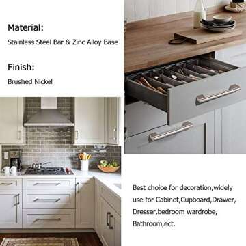 5 Pack Brushed Nickel Cabinet Pulls for Modern Homes