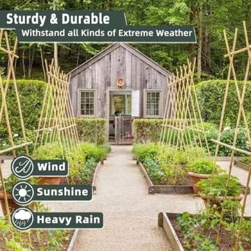 50Pcs Bamboo Plant Stakes for Indoor Outdoor Plants, 0.32''-0.4''/18 Inch Bamboo Sticks Garden Support Stakes Bamboo Poles Trellis for Tomato Vegetables Beans Trees Potted Climbing Plants