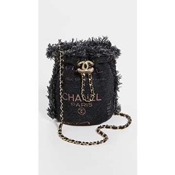 CHANEL Women's Pre-Loved Fringe Mini Bucket Crossbody Bag - Denim Gray/Silver