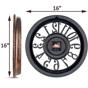 Bernhard Products Black Wall Clock Silent Non Ticking - 10 Inch Quality Quartz Battery Operated Round Easy to Read Home/Office/Classroom/School Clock
