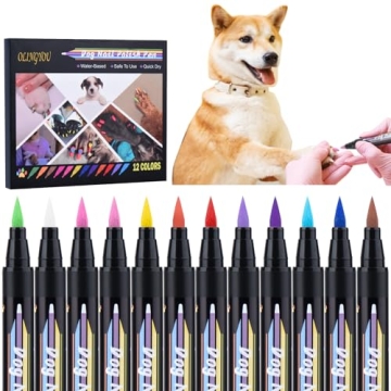 OLINGYOU Dog Nail Polish， Dog Nail Polish Pens Quick Dry-12 Colors, Pet Nail Polish Set for Dogs?...