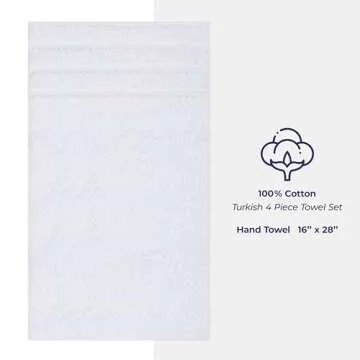 Luxury Turkish Cotton Hand Towel Set - 100% Cotton 4-Piece