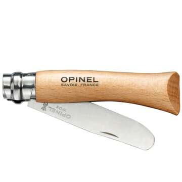 Opinel My First No.7 Stainless Steel Children’s Folding Pocket Knife with Safety Rounded Tip, Painted Handles