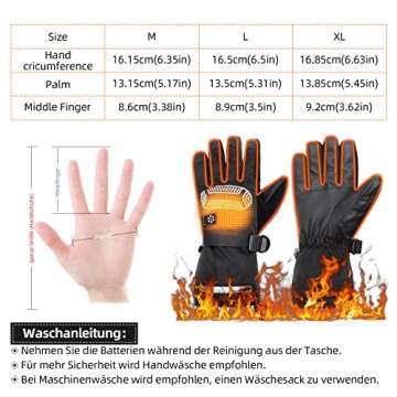 Karcore Heated Gloves for Women Men, 7.4V 3000mAh Rechargeable Battery Electric Heated Gloves Motorcycle Gloves Winter Ski Gloves with 5 Fingers Touchscreen Function (Large)