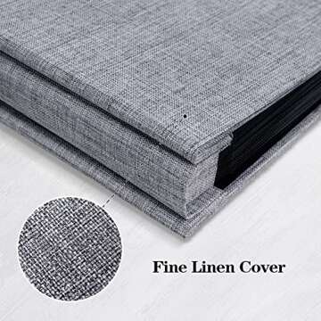 Mublalbum Small Photo Album 4x6 100 Photos Linen Cover Picture Book with Horizontal Pockets for Wedding Family Anniversary and Baby (Gray)