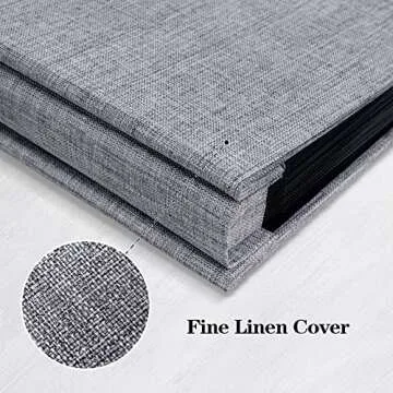 Mublalbum Small Photo Album 4x6 100 Photos Linen Cover Picture Book with Horizontal Pockets for Wedding Family Anniversary and Baby (Gray)