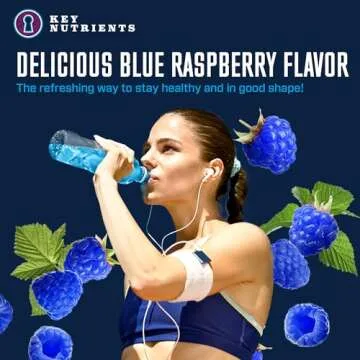 KEY NUTRIENTS Multivitamin Electrolytes Powder No Sugar - Sweet Blue Raspberry Electrolyte Powder - Endurance & Energy Supplement - Hydration Powder - No Calories - 90 Servings - Made in USA