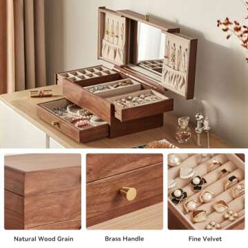 Elegant CHOSIN Black Walnut Jewelry Box for Women