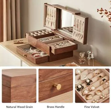 Elegant CHOSIN Black Walnut Jewelry Box for Women