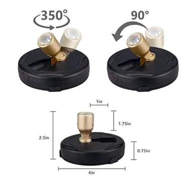 BERGUSTCH Battery Powered LED Spotlight, Picture Light, Indoor Uplighting, Puck Lights with Remote, Picture Frame Lights, Art Display Lights for Paintings Dartboard Portrait Artwork-Black