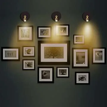 BERGUSTCH Battery Powered LED Spotlight, Picture Light, Indoor Uplighting, Puck Lights with Remote, Picture Frame Lights, Art Display Lights for Paintings Dartboard Portrait Artwork-Black