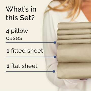 Queen 6 Piece Sheet Set - Soft & Cooling Luxury Bedding Set with Deep Pockets