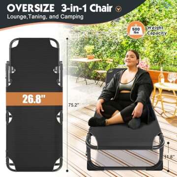 MOPHOTO 5-Position Folding Lounge Chair for Outdoors