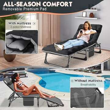 MOPHOTO 5-Position Folding Lounge Chair for Outdoors